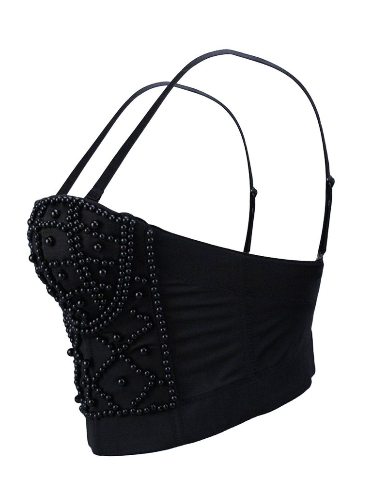 1980s Pearl Solid Fishbone Camisole Corset