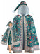1950s Christmas Print Hooded Cape Coat