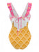 Pink 1970s Ruffled Tie Back Ice-Cream Swimsuit