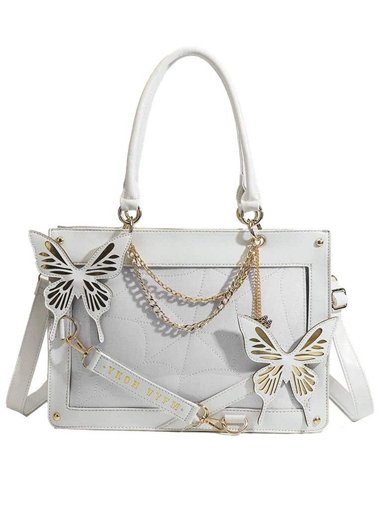 Gothic Butterfly Spider Web Chains Handbag