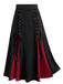 [Plus Size] 1970s Colorblock Lace-Up High-Waist Skirt