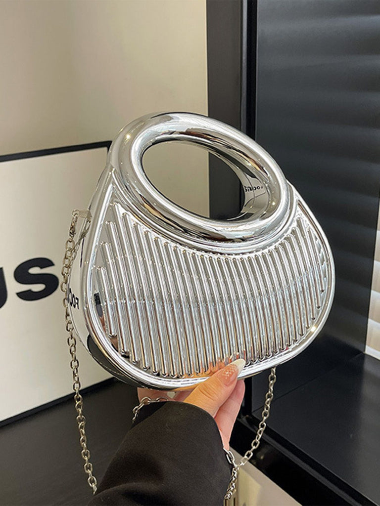 Metallic Top-Handle Chain Crossbody Bag