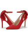 Suede Bow Ankle Strap Pointed Toe High Heel Shoes