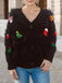 1970s 3D Christams Print Fluffy Knit Button Cardigan