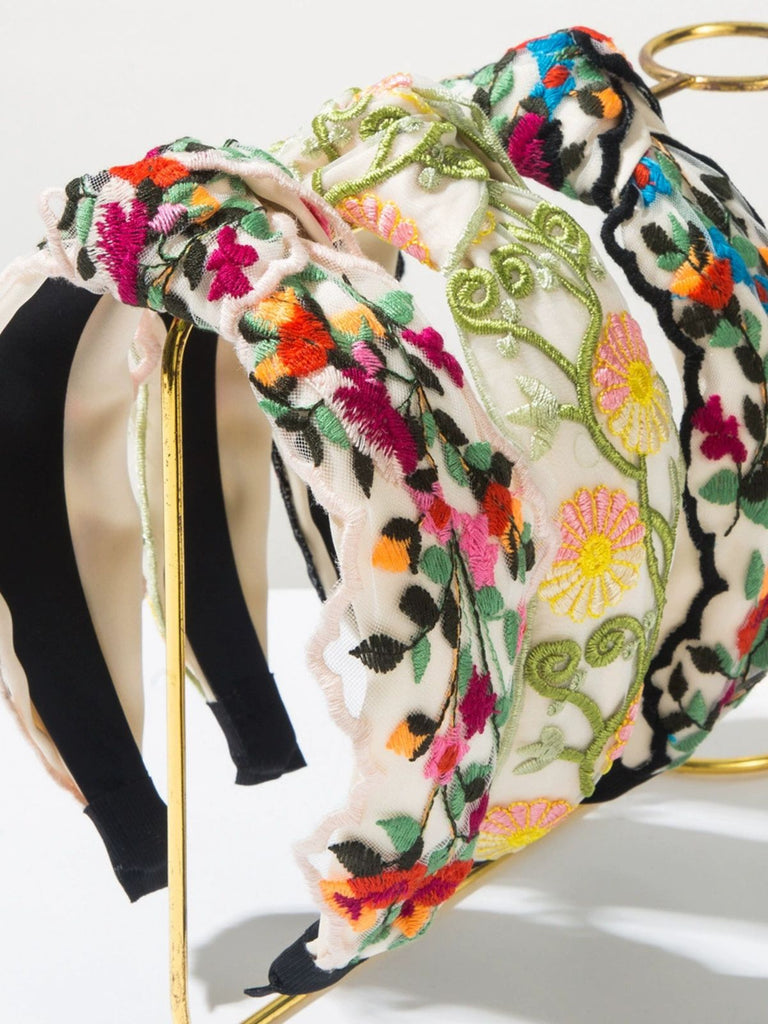 Retro Boho Embroidered Floral Headband