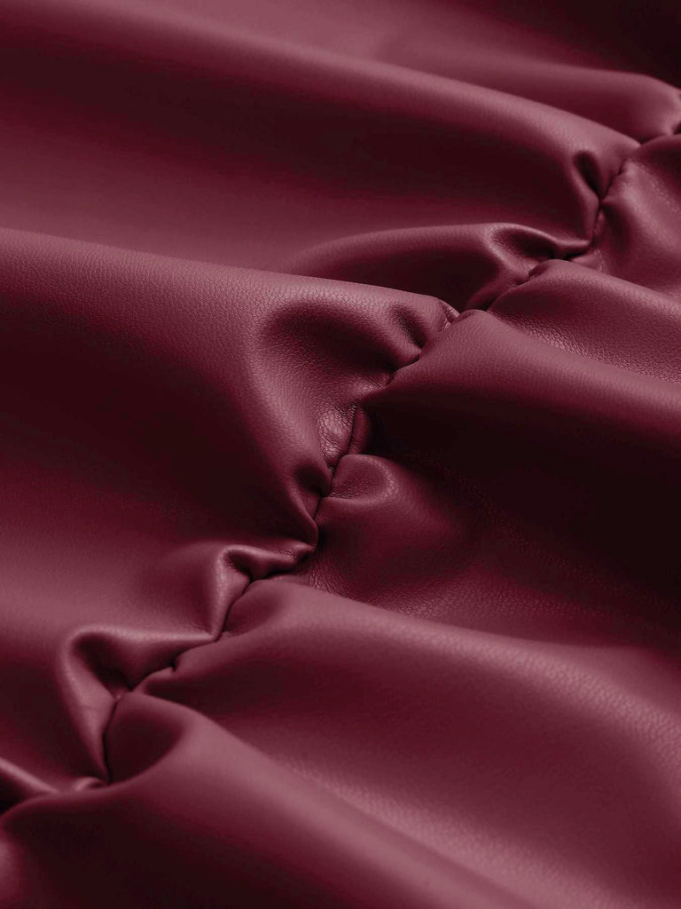 1980s Faux Leather Bow Long Sleeve Dress