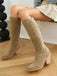 Suede Knee Lace-Up Block Heel Boots