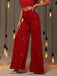 1970s Solid Sequined Disco Wide Leg Pants