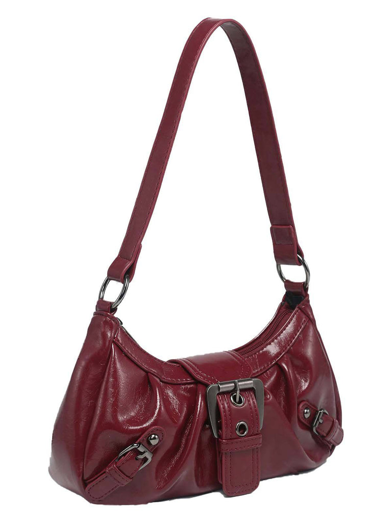 Vintage Leather Buckle Design Shoulder Bag