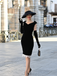 Black 1960s Solid Velvet Bow Dress