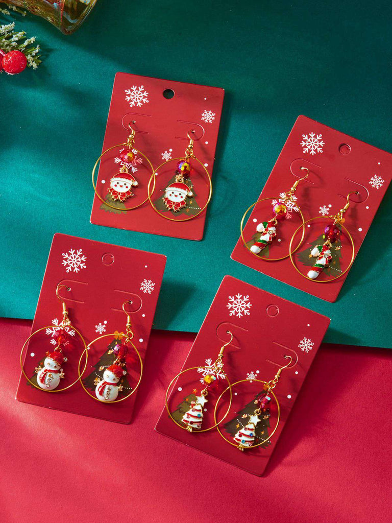 Christmas Tree & Snowman & Candy Cane Earrings