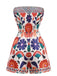 Multicolor 1960s Floral Bandeau Backless Romper