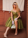 Green 1950s Off-Shoulder Vintage Dress