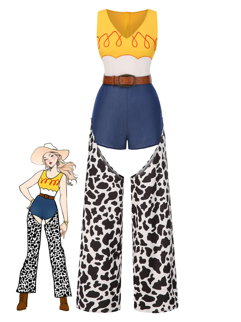 [Pre-Sale] 1980s V-Neck Cowgirl Cut-Out Belted Jumpsuit