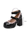 Vintage Lace Patent Leather Chunky Heels