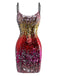 Multicolor 1980s Sequin Bodycon Spaghetti Strap Dress