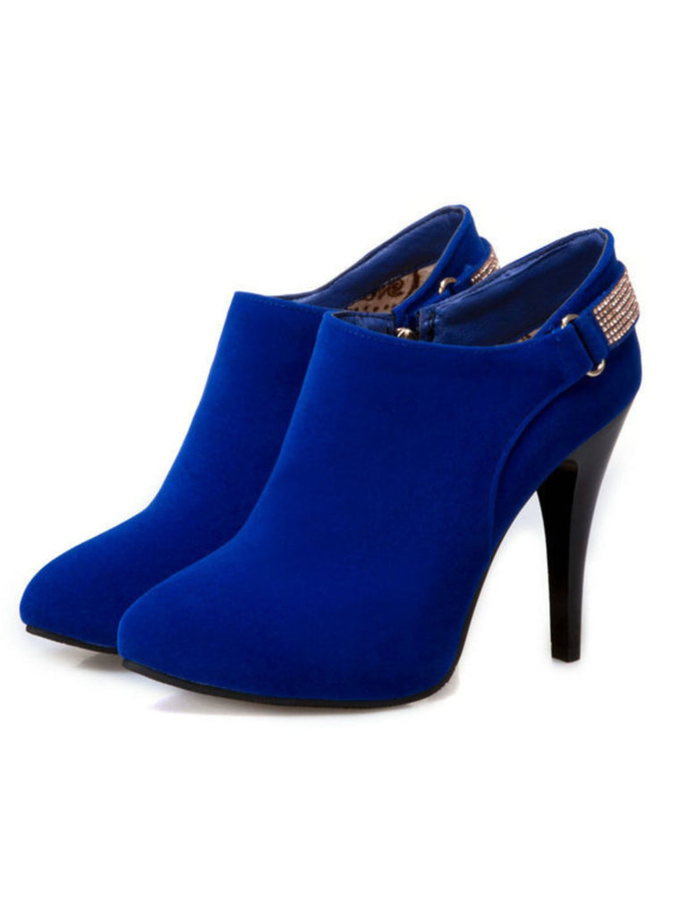 Vintage Solid Velvet Pointed Toe Stiletto Heels