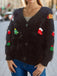 1970s 3D Christams Print Fluffy Knit Button Cardigan