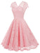 1950s Solid V-Neck Sleeveless Lace Dress