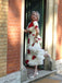Beige 1930s Polka Dot Rose Patchwork Dress