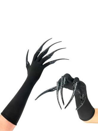 Halloween Black Long Black Claw Gloves