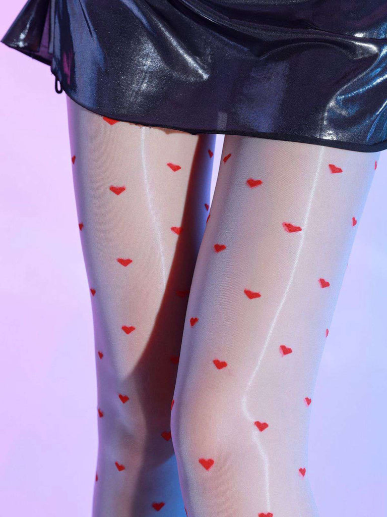 Vintage Heart Dots High-Waisted Pantyhose