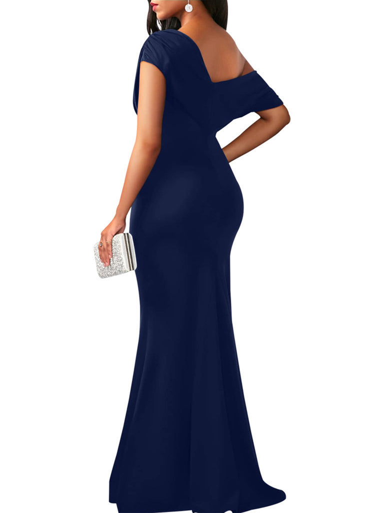 1930s Off-Shoulder Bodycon Maxi Dress