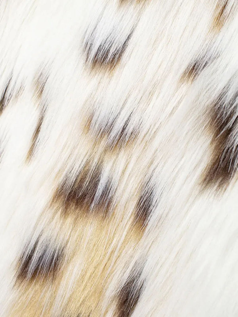 White 1980s Reindeer Print Faux Fur Jacket