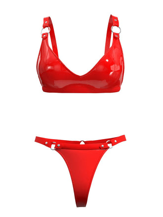 1970s Patent Leather Punk Style Bra & Thong
