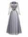 Grey 1930s Halloween Ghost Bride Mesh Dress