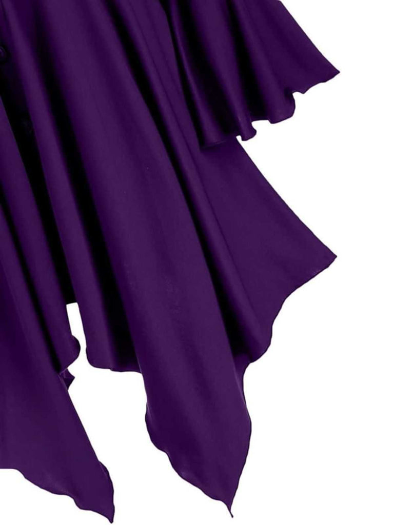 Purple 1980s Gothic Hooded Punk Long Jacket