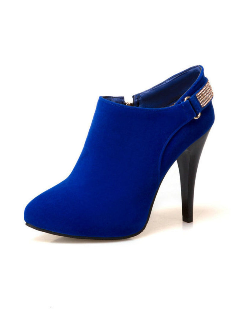 Vintage Solid Velvet Pointed Toe Stiletto Heels