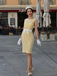 Yellow 1960s Round Neck Gingham Bow Sleeveless Dress