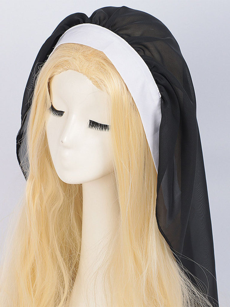 Black 1940s Nun-Style Cross Necklace Dress