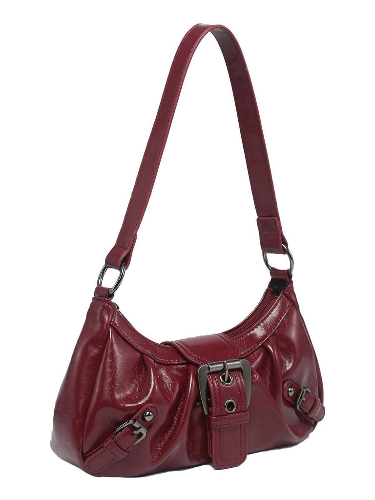 Vintage Leather Buckle Design Shoulder Bag