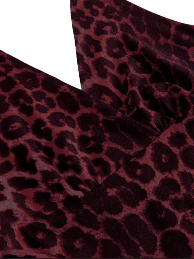 1980s Leopard Print Halter Neck Wrap Top