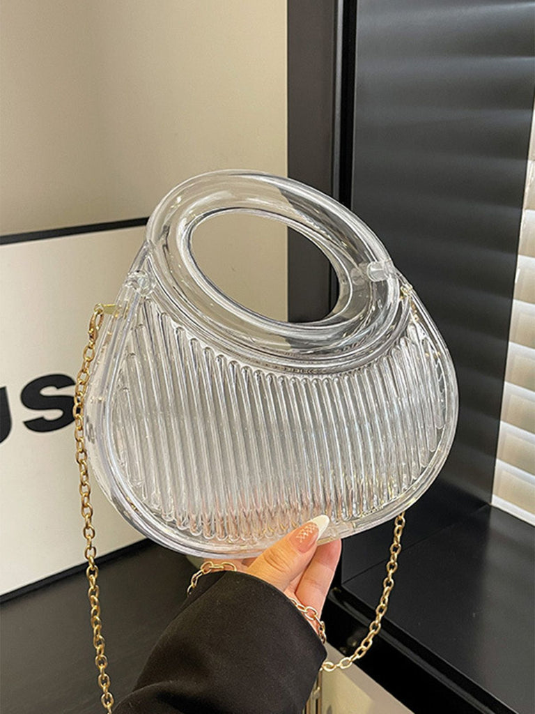 Metallic Top-Handle Chain Crossbody Bag