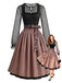 3PCS 1950s Polka Dot Crop Top & Dress With Leopard Apron