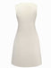Beige 1960s Starfish Shell Buttons Sleeveless Dress