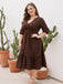 [Plus Size] 1950s V-neck Leopard Half Sleeve Dress