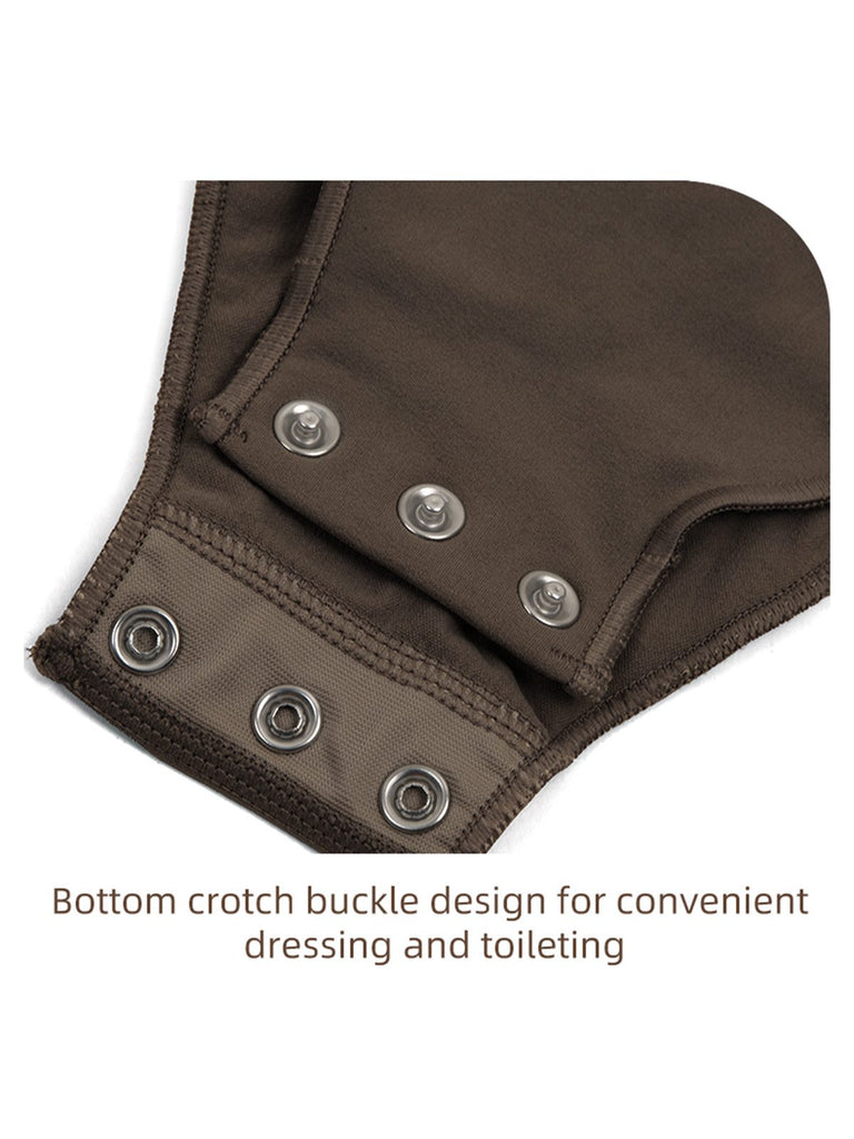 1980s Solid Front Zipper Shapwear Bodysuit