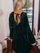 1960s Square Neck Puff Sleeve Velvet Babydoll Dress