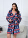 [Plus Size] 1950s Winter Print Plush Hooded Robe