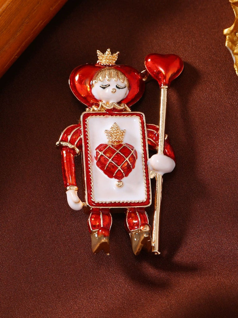Vintage Red Heart Black Spade Soldier Christmas Brooch