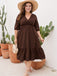 [Plus Size] 1950s V-neck Leopard Half Sleeve Dress