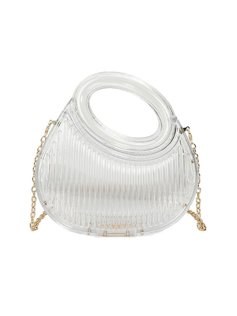 Metallic Top-Handle Chain Crossbody Bag
