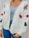 1970s 3D Christams Print Fluffy Knit Button Cardigan