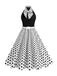 1950s Bow Tie Neck Polka Dot Belted Dress