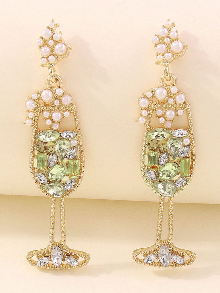 Champagne Glass Pearl Gem Earrings