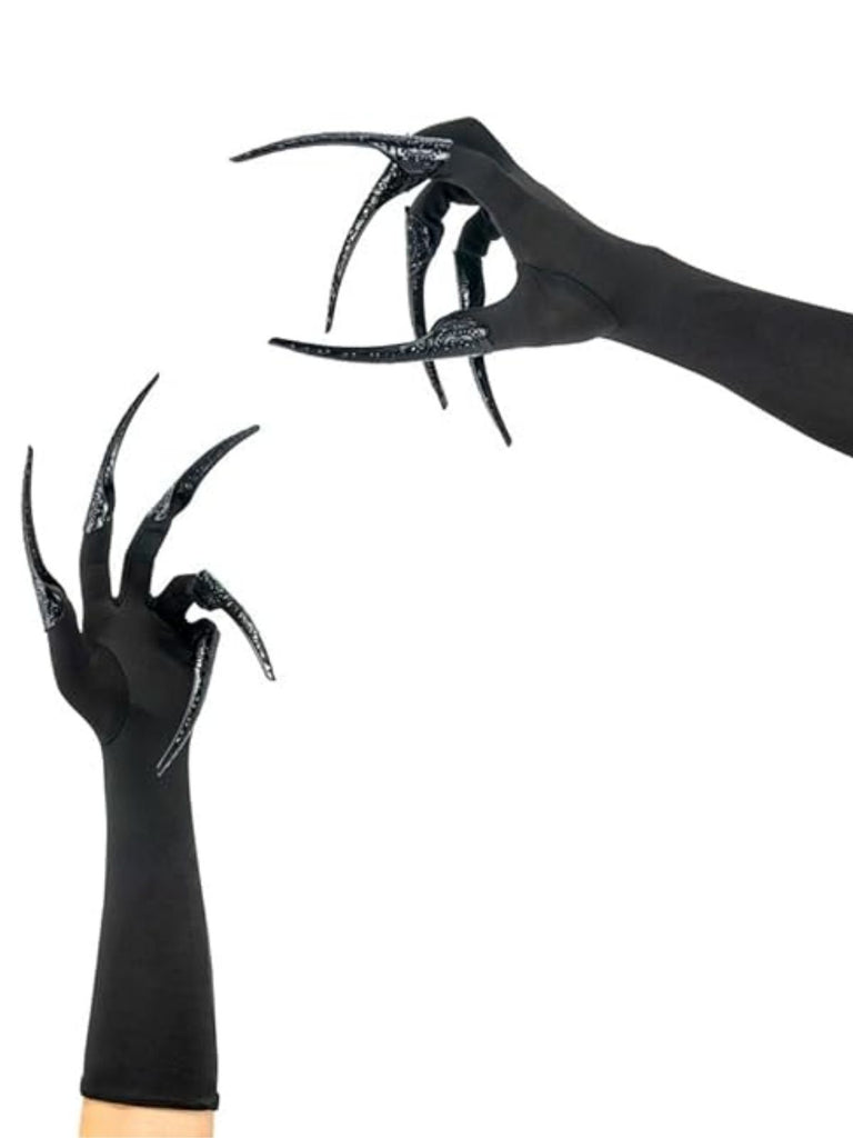 Halloween Black Long Black Claw Gloves